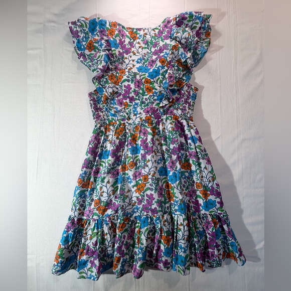 Anthropologie Roller Rabbit Blomst Dress V Neck Ruffle Sleeves Sz M Preppy - Picture 4 of 8